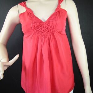 BANANA REPUBLIC Strap Woven Sleeveless Size Zip Silk Top Blouse 6P